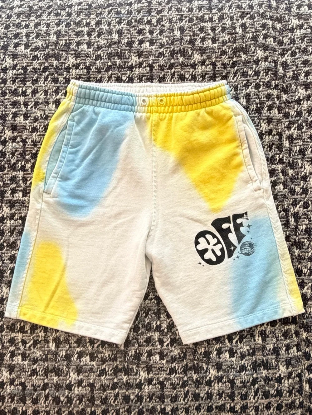 Off-White Kids Tricolor Outer Space Logo-Print Sweat Shorts